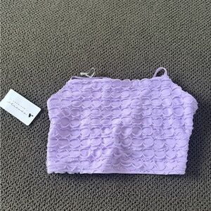 Purple strappy back crop top